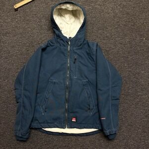 Women's Berne Endurance Canvas Quilt Lined Work Jacket Teal Small Coat